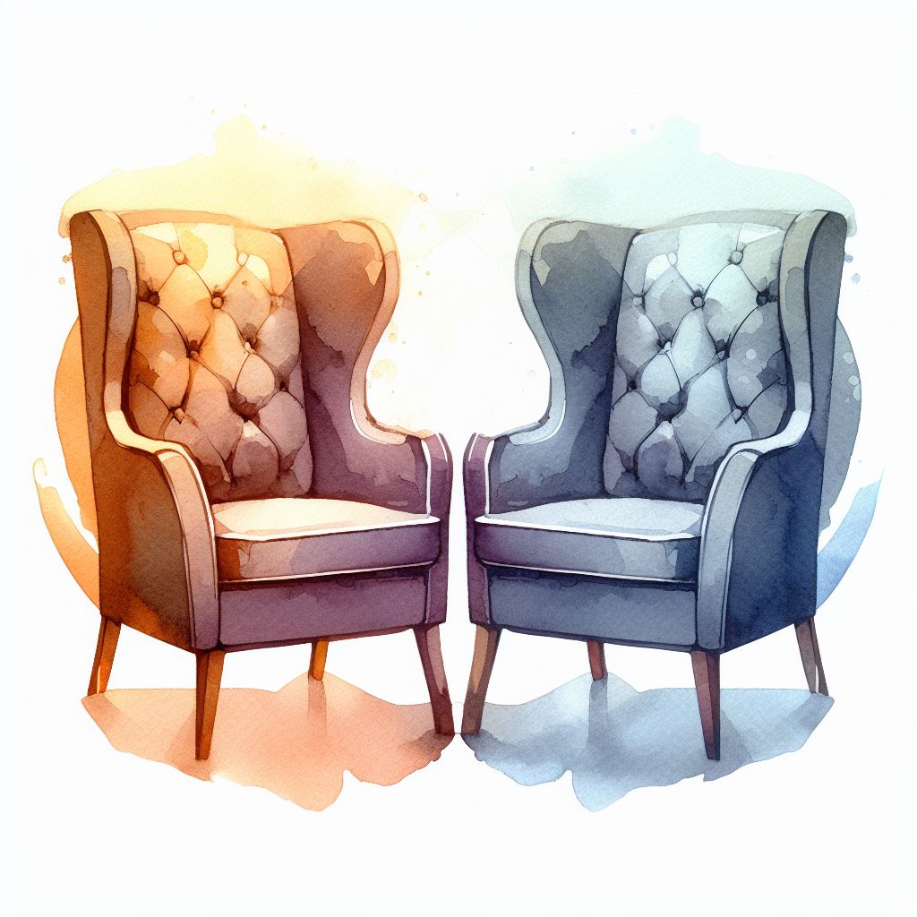 2 gemütliche Psychotherapie Stühle